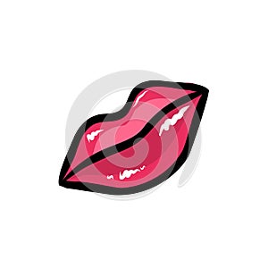 Hand drawn vector red lips. Make up concept.