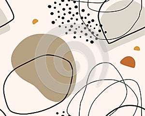 Hand drawn vector seamless organic pattern. Organic shapes, lines and textures for a background.