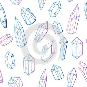 Hand drawn vector. Seamless pattern with geometric crystals