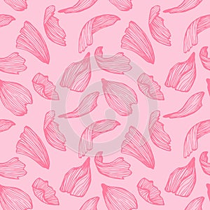 Hand drawn vector seamless pattern - rose petals.