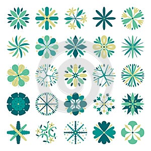 Hand drawn vector set of top view trees