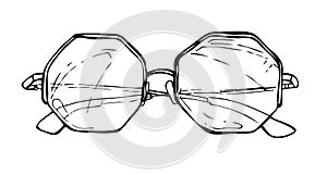 Hand drawn vector sunglasses. Line art