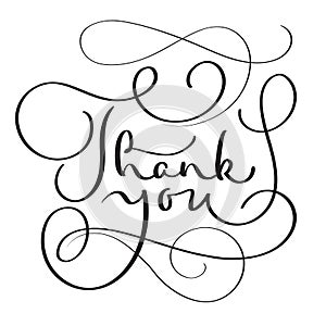 Hand drawn Vector Thank you text on white background. Calligraphy lettering illustration EPS10