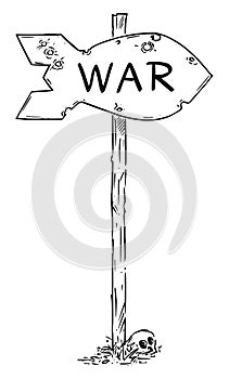 Vector Hand Drawn Traffic Arrows Sign in Shape of Nuclear Atomic Bomb. Nuclear War Concept