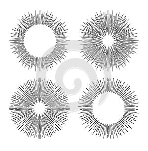 Hand Drawn vector vintage elements - sunburst bursting rays.