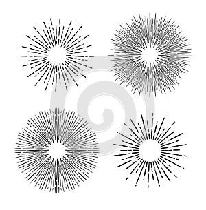 Hand Drawn vector vintage elements - sunburst bursting rays. P