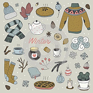 Hand drawn vector winter seamless pattern