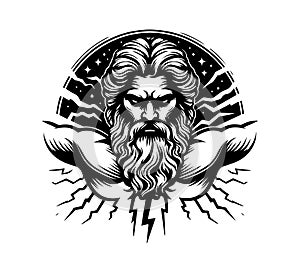 Greek God Zeus hand drawn vector photo