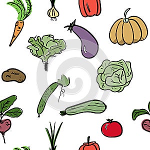 Hand drawn vegetable seamless pattern. Vector illustration