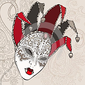 Hand Drawn Venecian carnival mask.