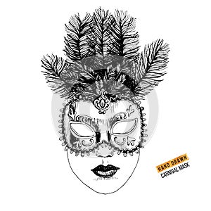 Hand drawn Venetian carnival face mask photo
