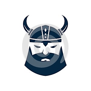 Hand Drawn Viking Head Helmet Logo Template