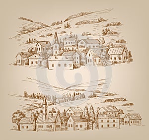 Hand drawn village