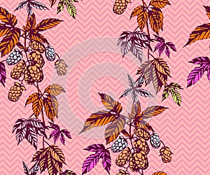 Hand drawn vine grapes decorative background. Ethnic seamless pattern ornament. Vector pattern