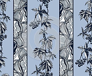 Hand drawn vine grapes decorative background. Ethnic seamless pattern ornament. Vector pattern