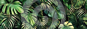 Hand-drawn vintage 3D illustration of exotic foliage, perfect for creating a luxurious tropical ambiance