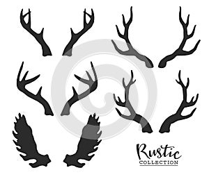 Hand drawn vintage antlers. Rustic decorative vector design photo