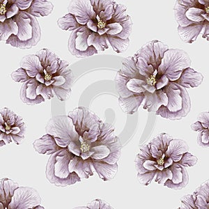 Hand-drawn vintage hibiscus pattern