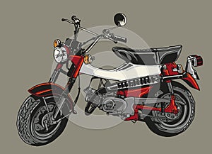 Hand drawn vintage motorcycle classic colour