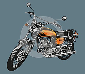 Hand drawn vintage motorcycle classic colour