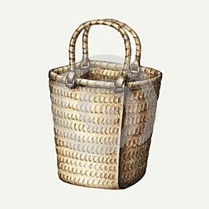 Hand Drawn Vintage Straw Shopping Bag Illustration,