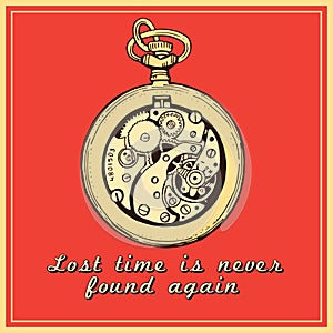 Hand drawn vintage watch clock sketch vector illustration