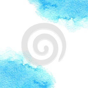 Hand drawn watercolor blue texture isolated on the white background