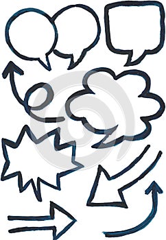 Chat bubbles hand drawn watercolour clipart with isolated white background