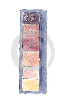 Hand drawn watercolor cosmetic and makeup products. Eye shadow