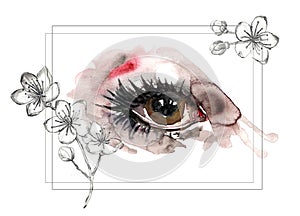 Hand-drawn watercolor eye for logo, banner