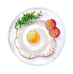 Hand drawn watercolor food sketch - Fried eggs