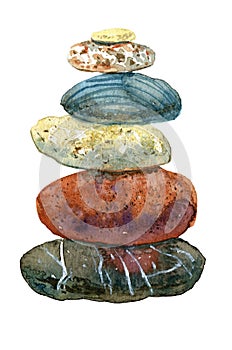 Hand drawn watercolor heap of stones photo