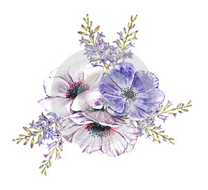 Hand-drawn watercolor illustration of the floral bouquet