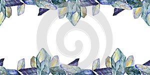 Hand drawn watercolor illustration precious jewel gem crystal chakra birth stone. Amethyst aquamarine moonstone