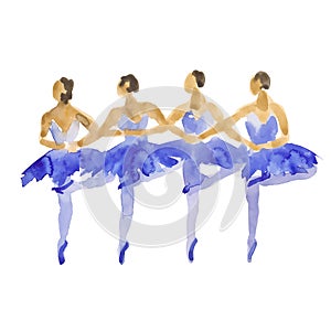 Hand-drawn watercolor illustration: set of dancing ballerinas. Vector