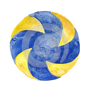 Hand drawn watercolor illustration: volleyball isolated on a white background