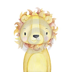 hand-drawn watercolor lion