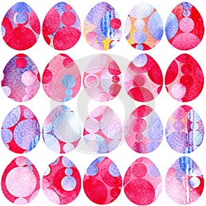 Hand drawn watercolor pattern with Easter eggs.