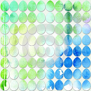 Hand drawn watercolor pattern with Easter eggs.