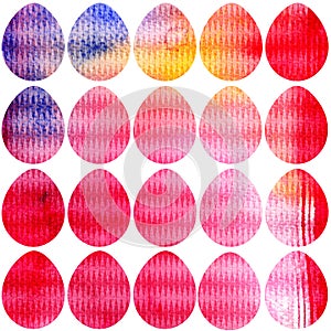 Hand drawn watercolor pattern with Easter eggs.