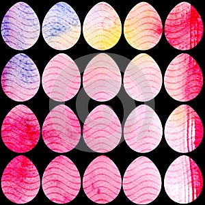 Hand drawn watercolor pattern with Easter eggs.
