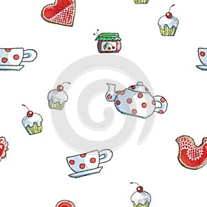 Tea Time Sweets Pattern White