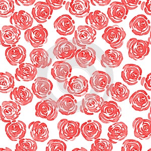 Hand drawn watercolor roses and cute little flowers seamless pattern. vector