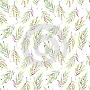 Hand drawn watercolor Seamless pattern. Background with spring l