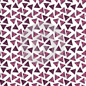 Hand drawn watercolor seamless pattern made of many aquarelle textured triangles