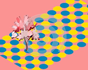 Hand drawn and watercolor tree set