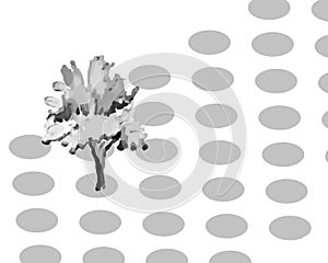 Hand drawn and watercolor tree set