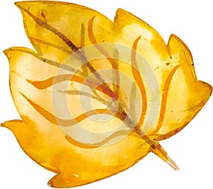 hand drawn watercolor yellow leaf