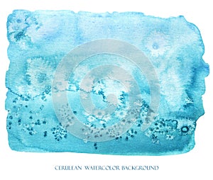 Blue watercolor splash Abstract cerulean background