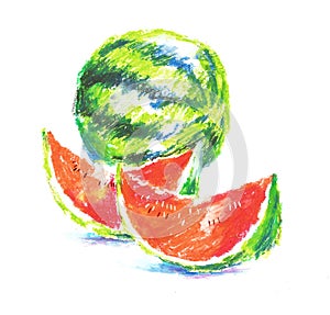 Hand drawn of watermelon.vector illustration